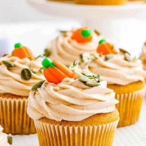 Pumpkin Maple Cupcakes with Cinnamon Cream Cheese Frosting by the Novice Chef.