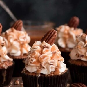 Caramel Pecan Carrot Cupcakes by Garnish and Glaze.