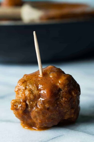 Texas BBQ Brisket Meatballs. Enjoy the flavor of Texas BBQ in these amazingly tender Brisket Meatballs! Simmered in a homemade Texas style BBQ sauce!