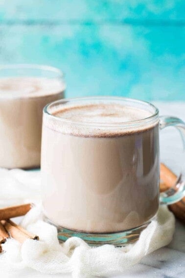 Snickerdoodle Latte. This warm, comforting coffee drink is loaded with cinnamon and hints of brown sugar. Plus it's easily made at home!! No fancy equipment needed! You will be making lattes every day they're so easy!!