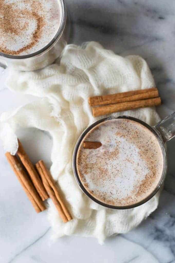 Snickerdoodle Latte. This warm, comforting coffee drink is loaded with cinnamon and hints of brown sugar. Plus it's easily made at home!! No fancy equipment needed! You will be making lattes every day they're so easy!! 