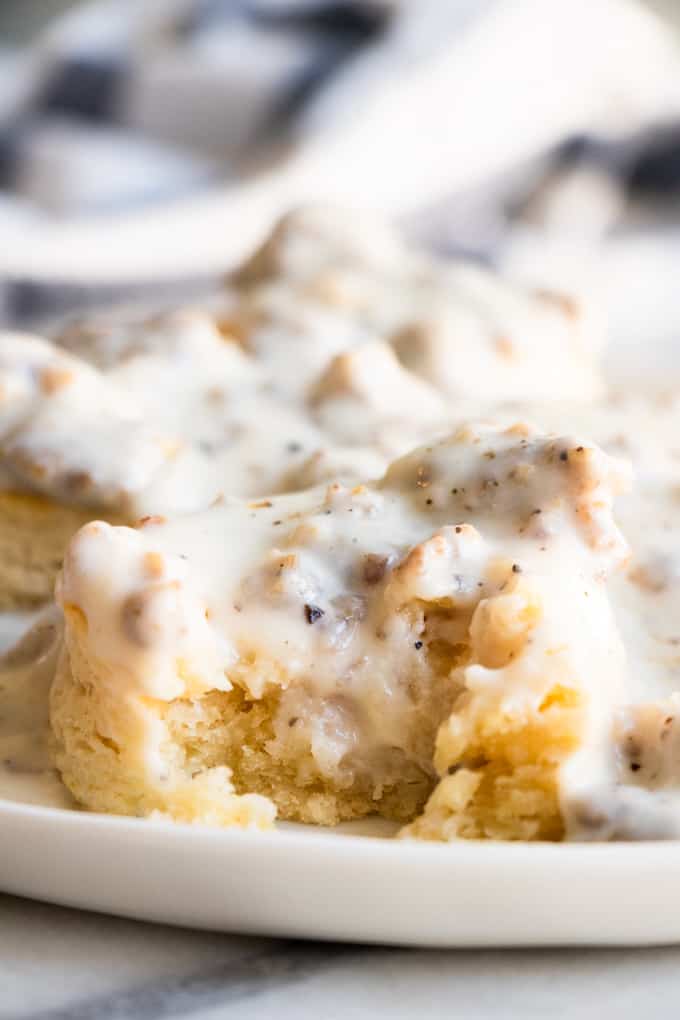 Biscuit smothered in homemade sausage gravy.