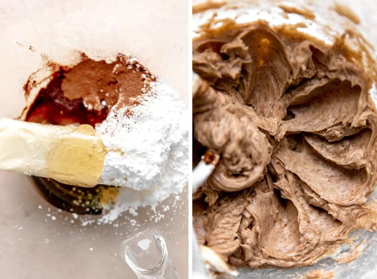 Homemade Cinnamon Butter, ingredients in a mixing bowl, then after whipping.