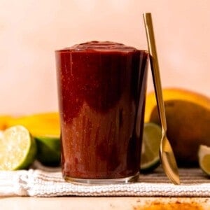 Cup of homemade chamoy sauce.