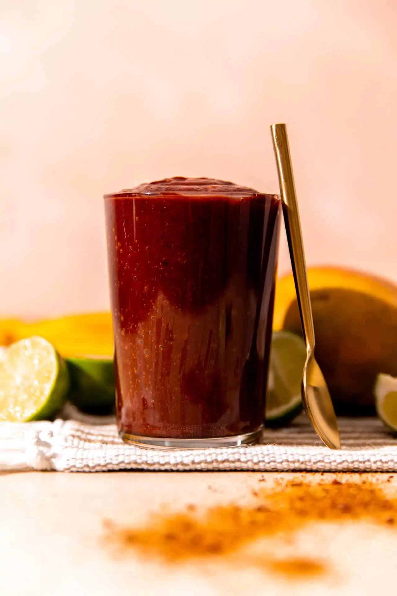 Cup of homemade chamoy sauce.