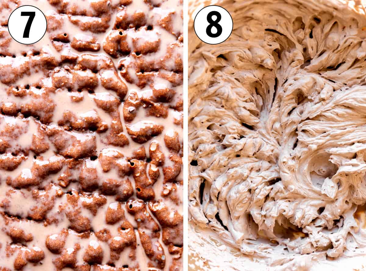 Soaked chocolate cake, then a bowl of chocolate whipped cream.