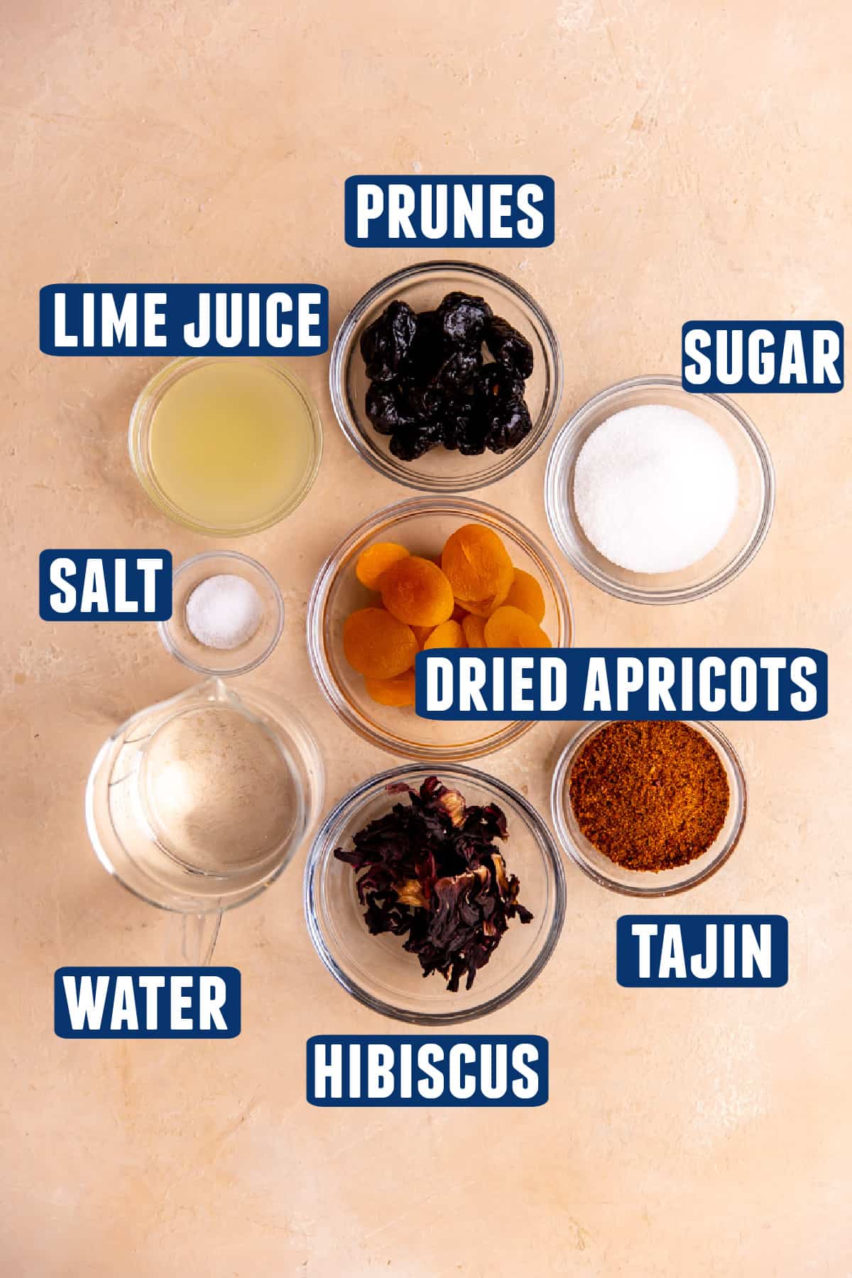 Ingredients for homemade chamoy sauce laid out on the counter. 