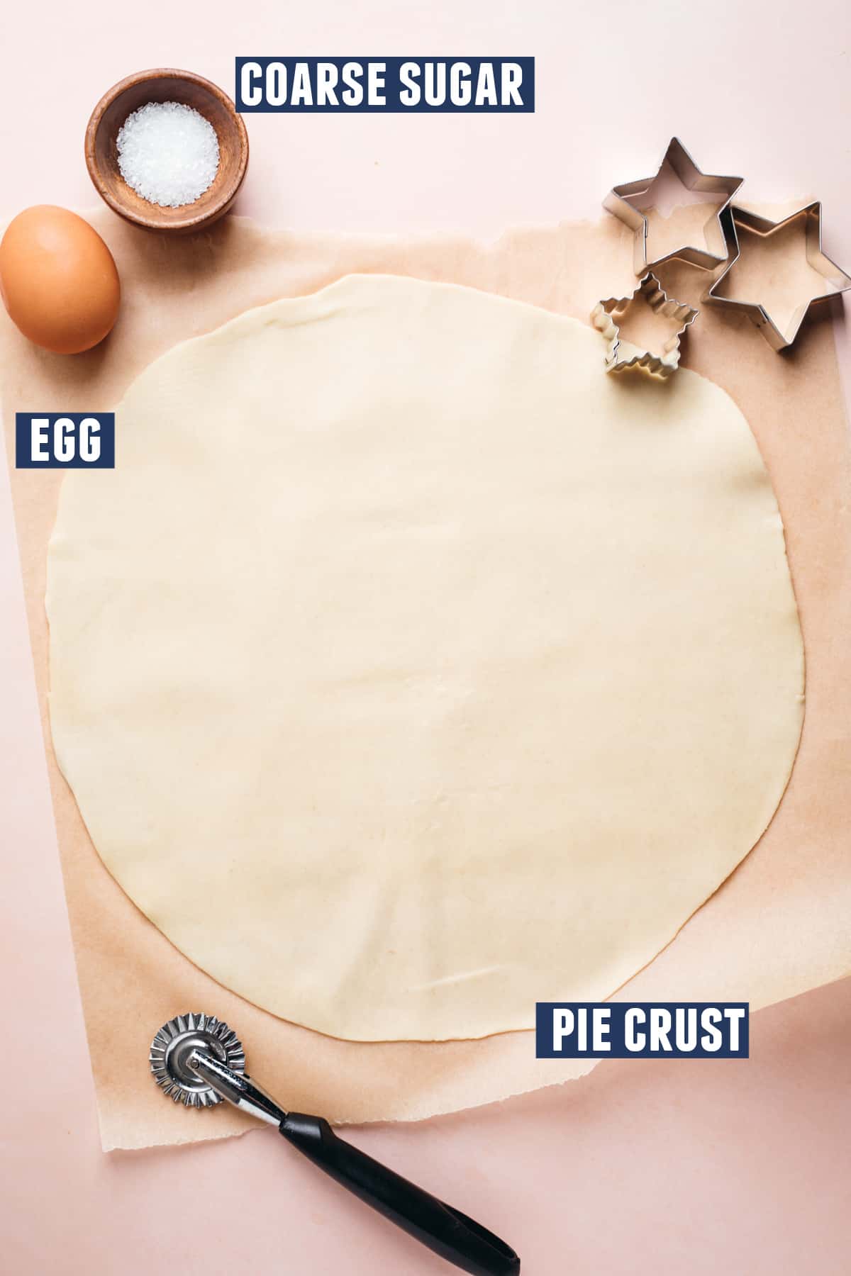Ingredients needed for pie crust on top of a cobbler. 