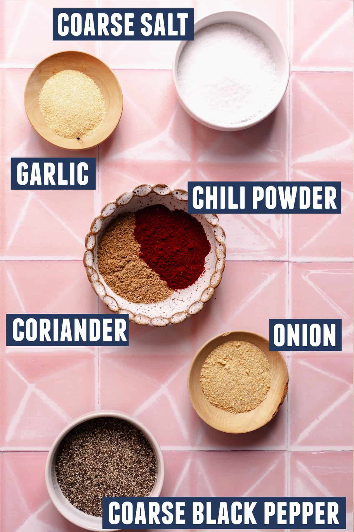 Ingredients needed to make a brisket dry rub. 