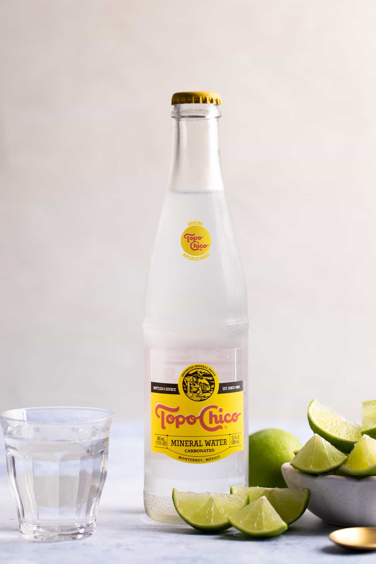 Ingredients needed to make a ranch water drink sitting on the counter. 