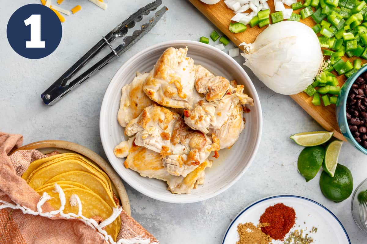 Seared chicken thighs on a plate. 