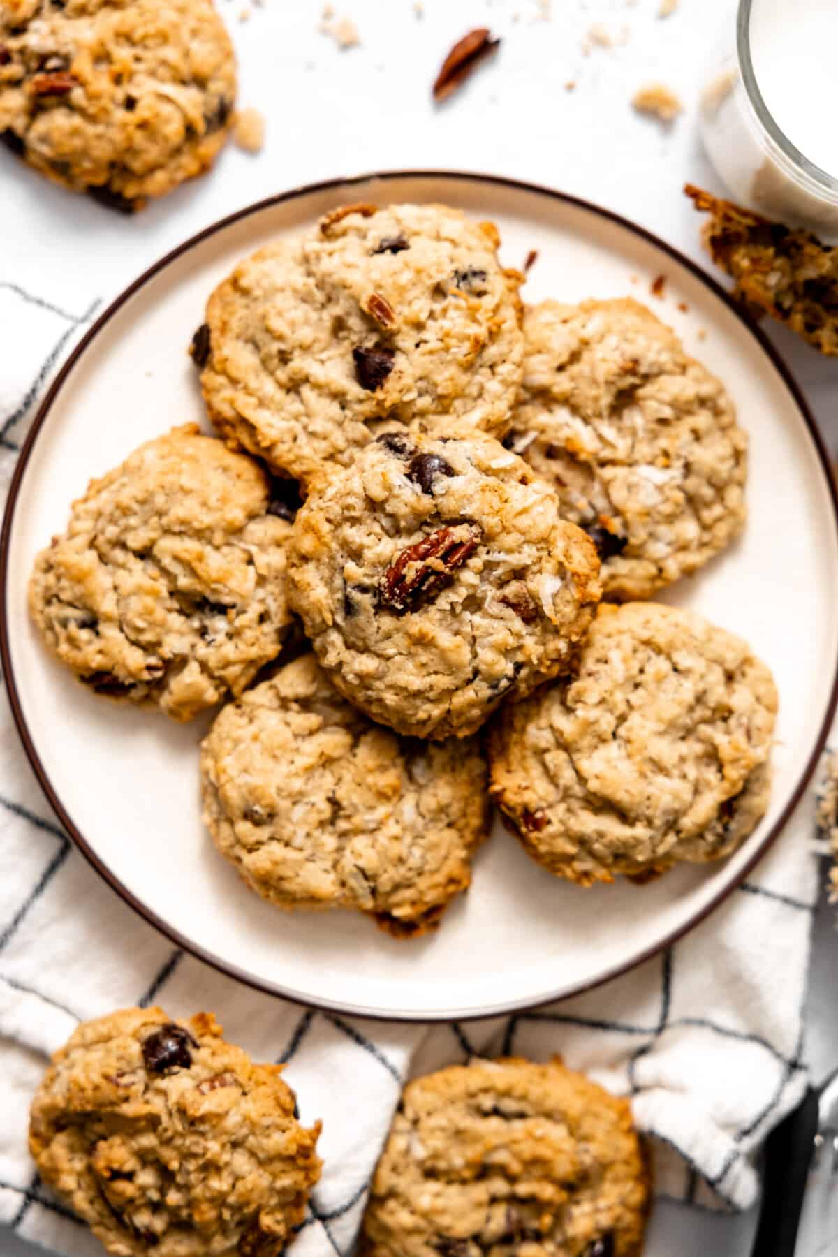 Plate of cowboy cookies. 