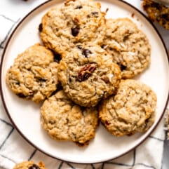Plate of cowboy cookies.