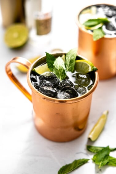 Mexican mule served in a copper mug.