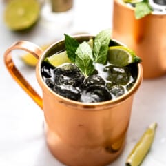 Mexican mule served in a copper mug.