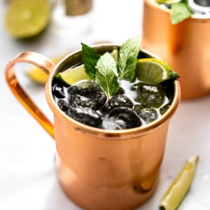 Mexican mule served in a copper mug.