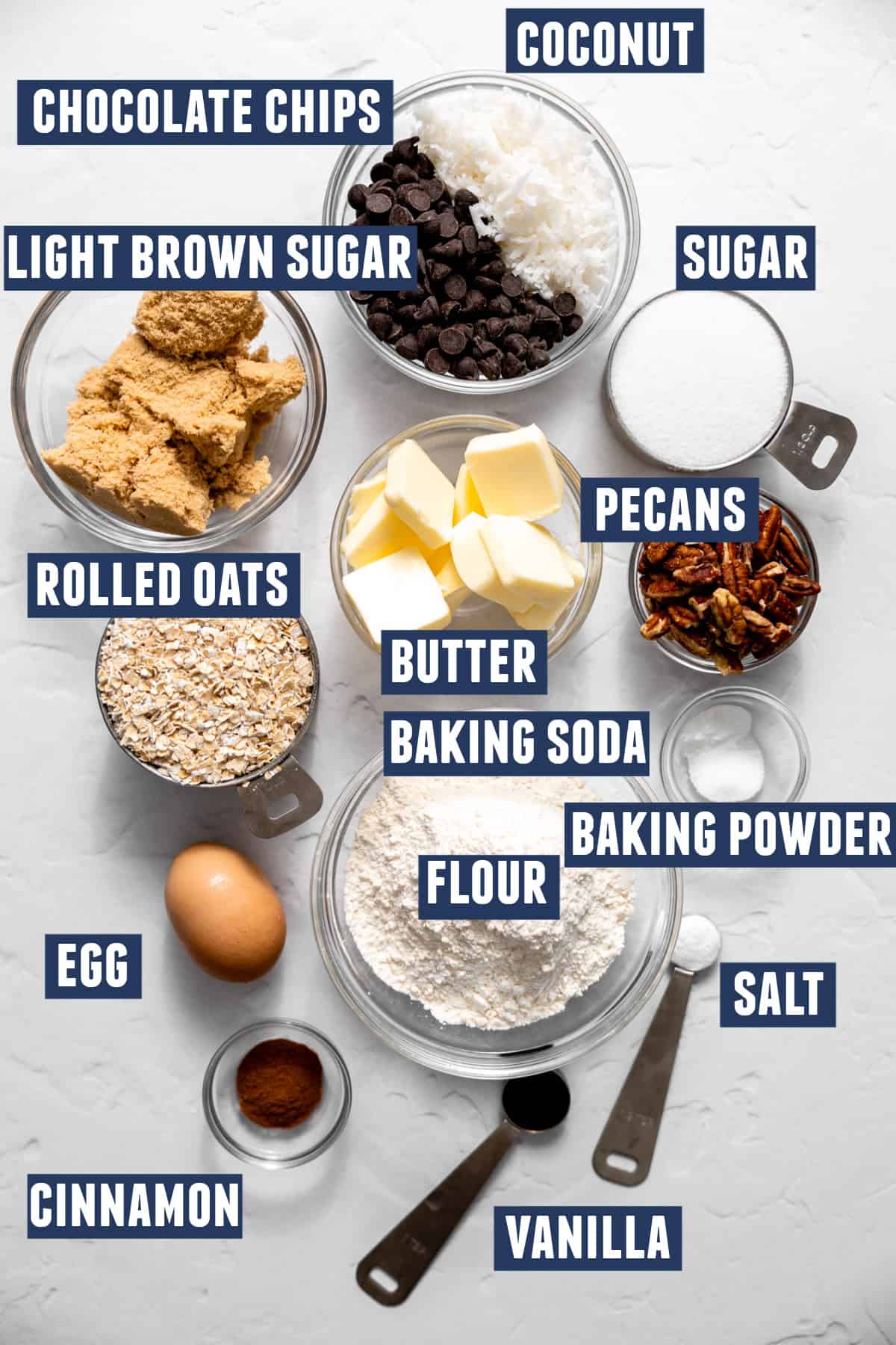 Ingredients for cowboy cookies.