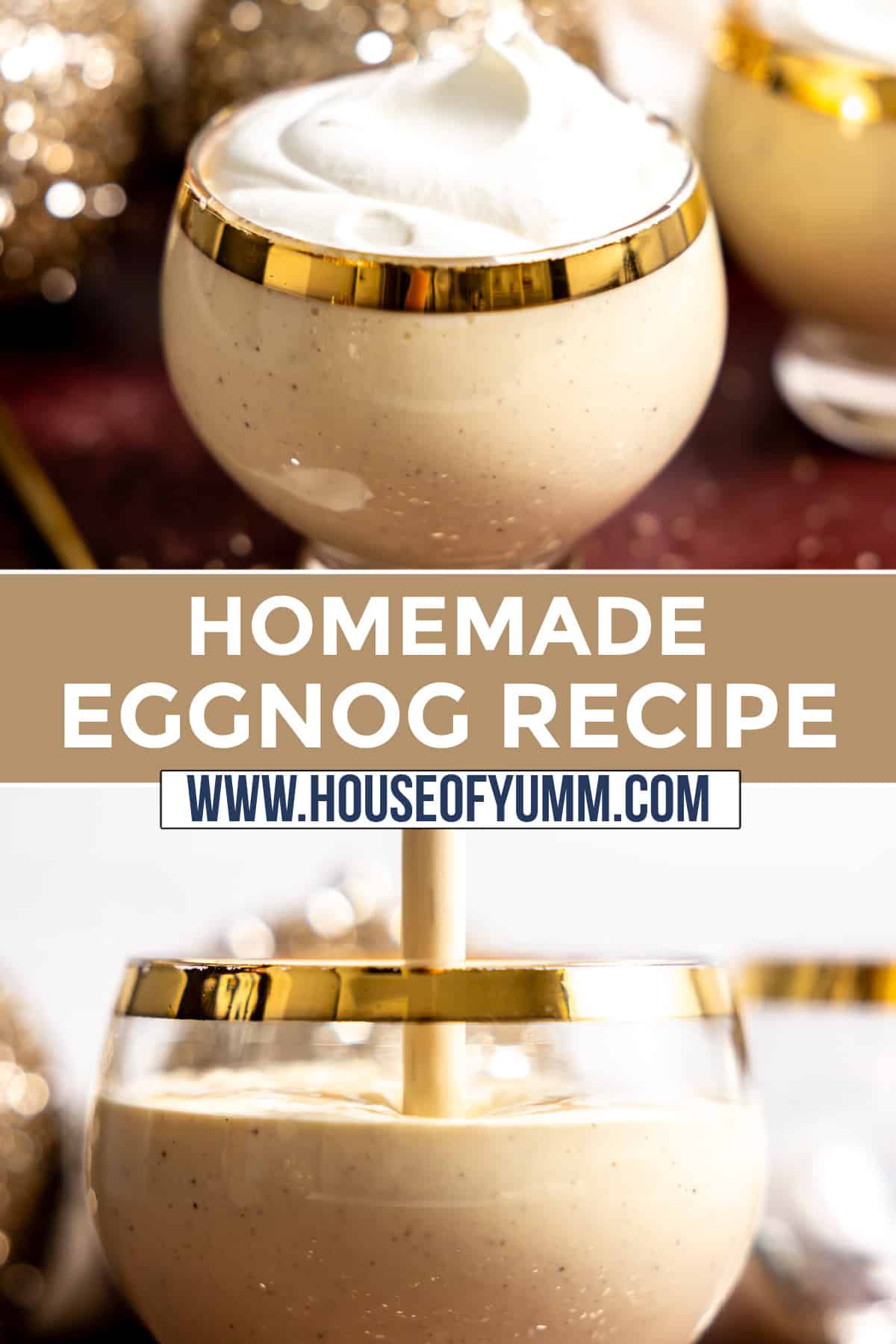 Homemade eggnog pinterest collage.