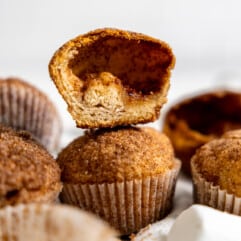 Stacked resurrection rolls cut open to show hollow center.