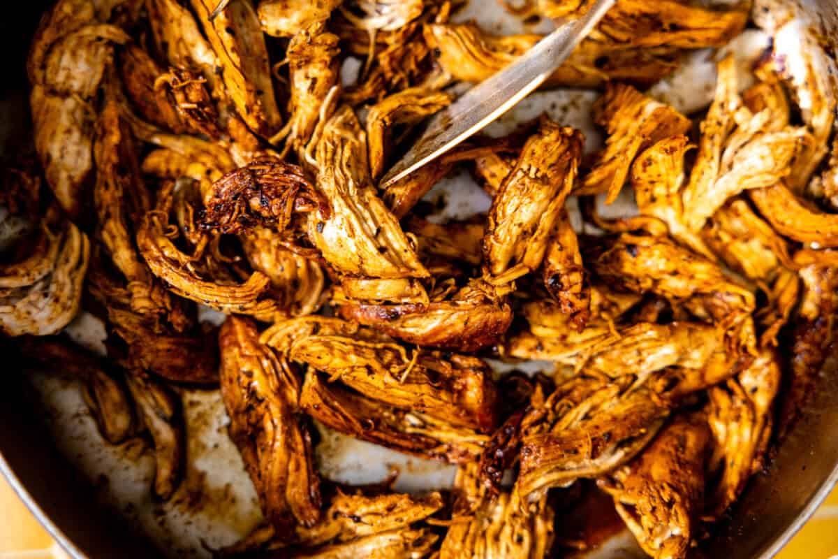 Mexican shredded chicken for tacos.