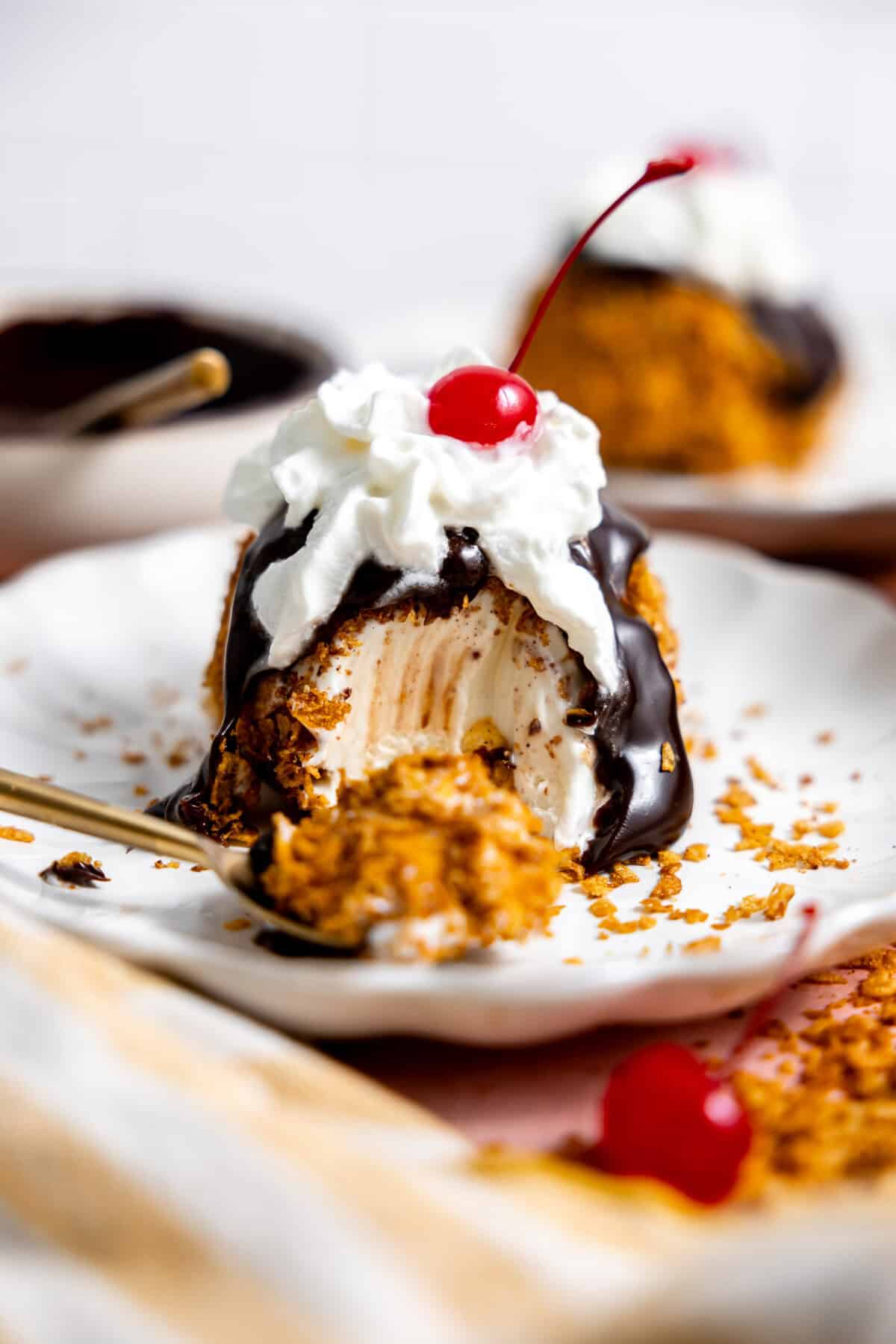 Mexican Fried Ice Cream on a plate. 