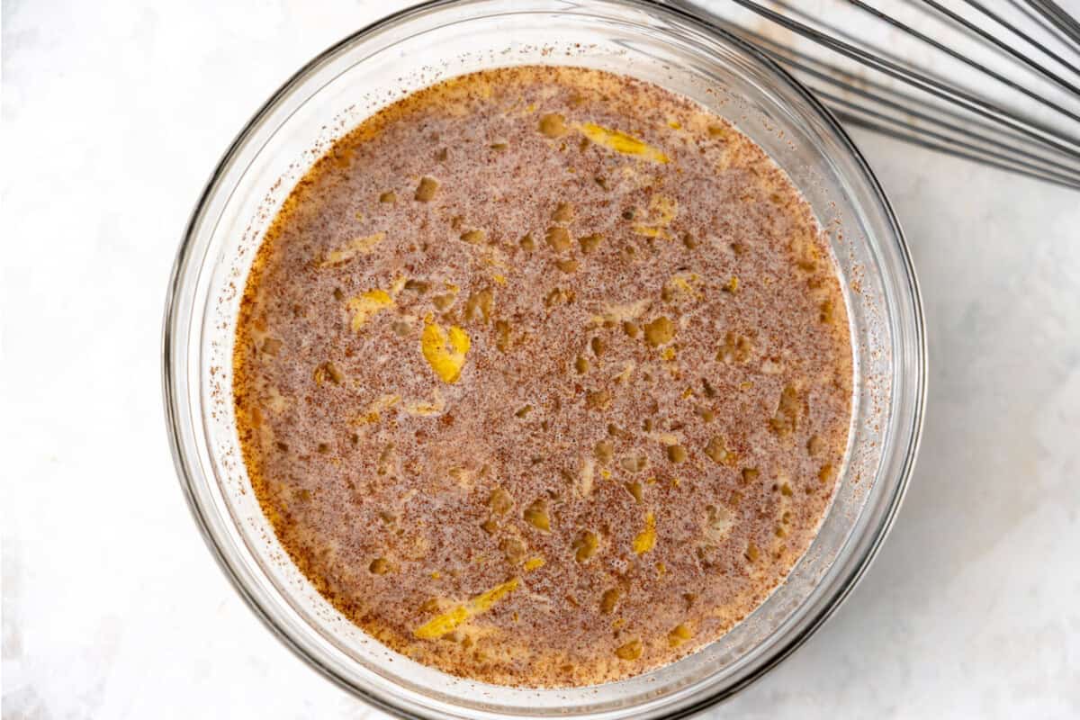 Custard mixture for French toast casserole. 