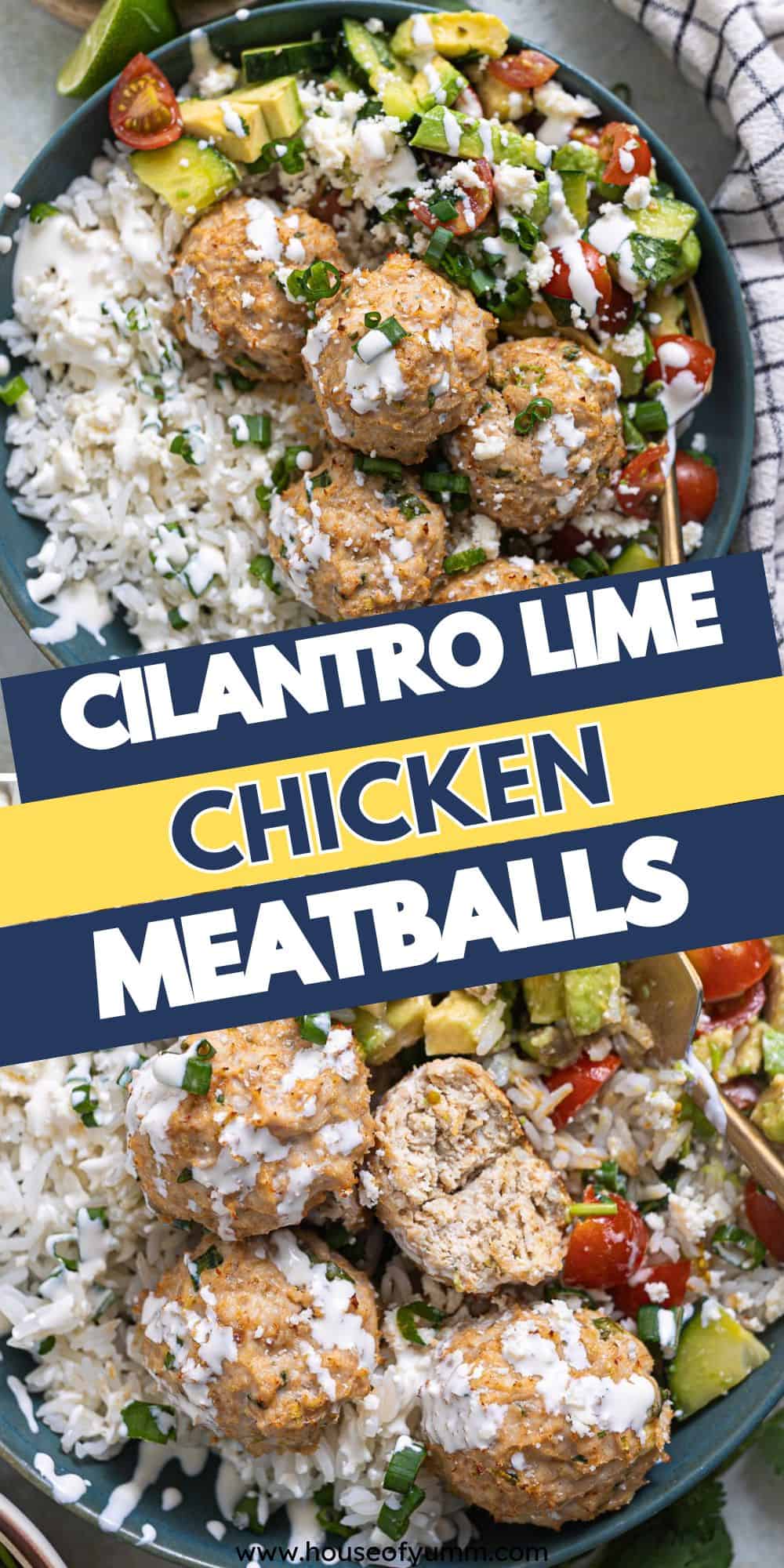 Cilantro Lime Chicken Meatballs with text.